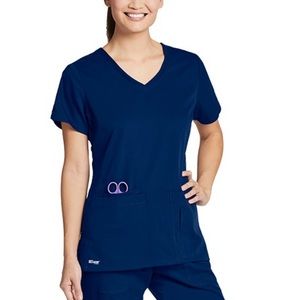 Greys Anatomy Scrubs – 4 POCKET SIDE PANEL V-NECK TOP - Navy XS